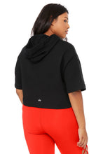 Load image into Gallery viewer, Air Land Ocean Short Sleeve Crop Hoodie - Black